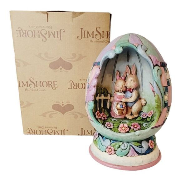 Jim Shore Light Up Spring Love Easter Egg With Bunny Rabbits Diorama 4015889 - Picture 1 of 15